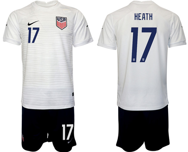 Men's United States #17 Heath White Home Soccer Jersey Suit